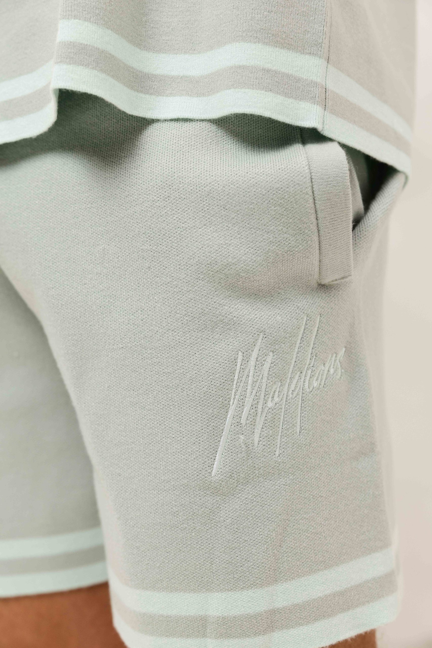 Malelions Knitted Camp Collar Zomerset Heren Lichtgroen