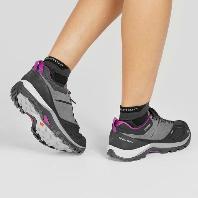 Decathlon Quechua - Sapatos impermeáveis de caminhada na montanha Quechua para mulheres - MH500 - rosa e cinza