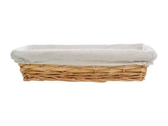 Plateau en osier avec doublure blanche 36x24x8h