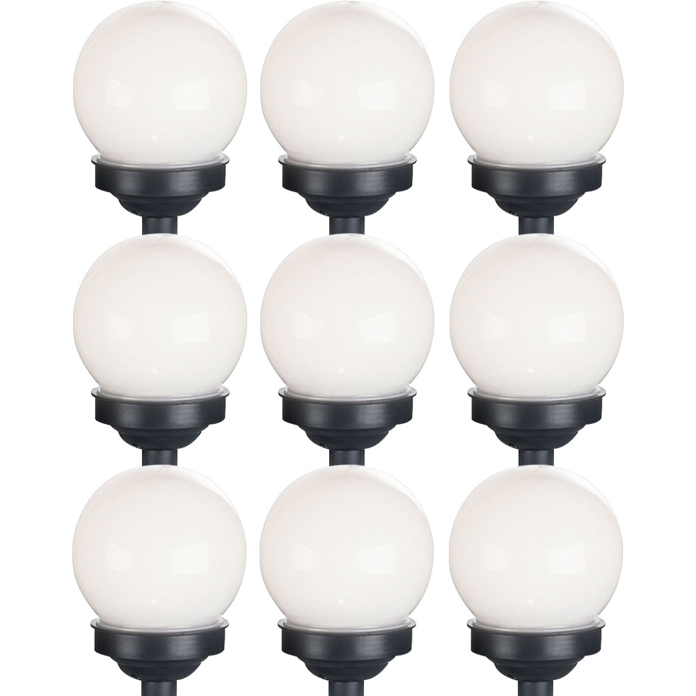 9er Set LED Solarkugel weiß, Erdspieß, DxH 10x38 cm