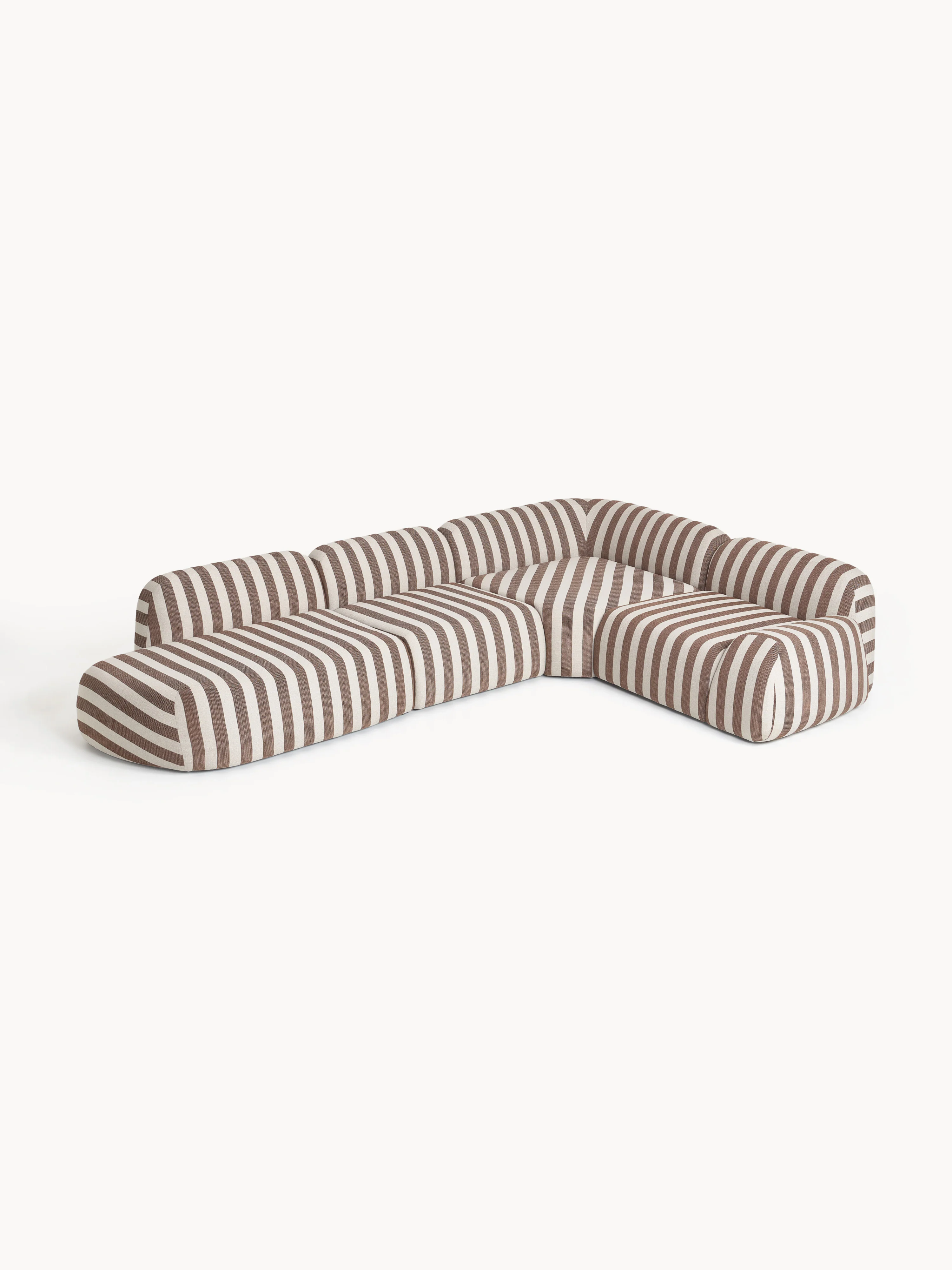 Gestreepte XL modulaire hoekbank Wolke met chaise longue