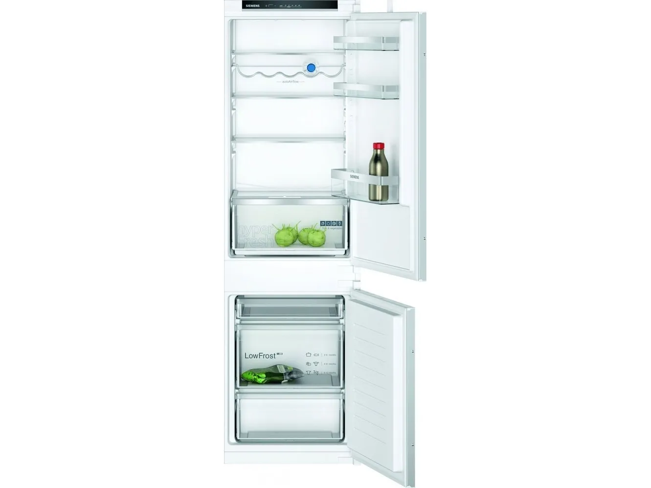 Siemens iQ300 KI86VVSE0 - Integreret Køle-/frysekab - bundfryser - bredde: 56 cm - dybde: 55 cm - højde: 177.5 cm - 267 liter - Klasse E - Glidehængsel
