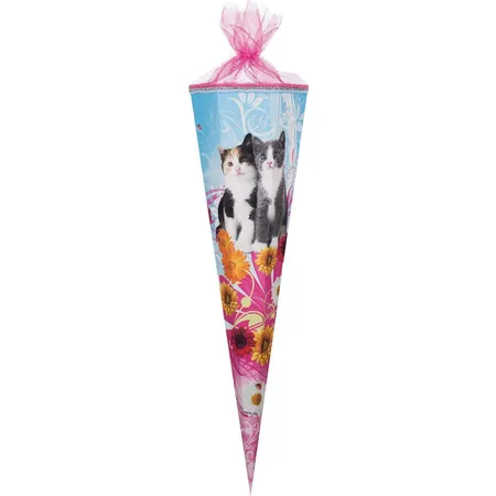 Nestler Schultüte Schmusekätzchen mit Tüllverschluss, 6-eckig, 85cm