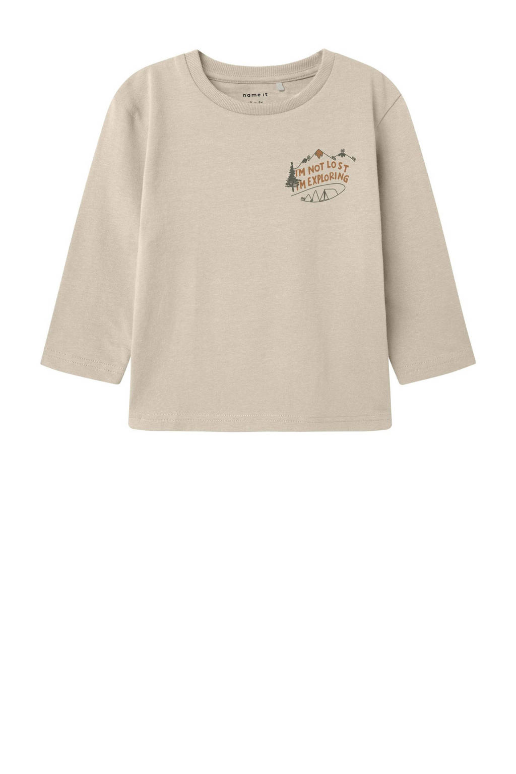 NAME IT longsleeve NMMOSVALD met backprint lichtzand