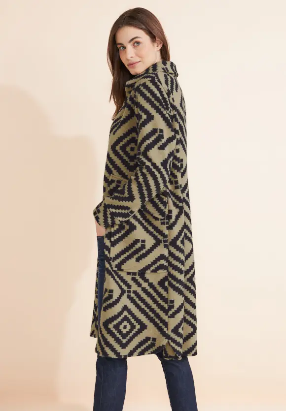 Printmantel mit Wolle - gravity blue
