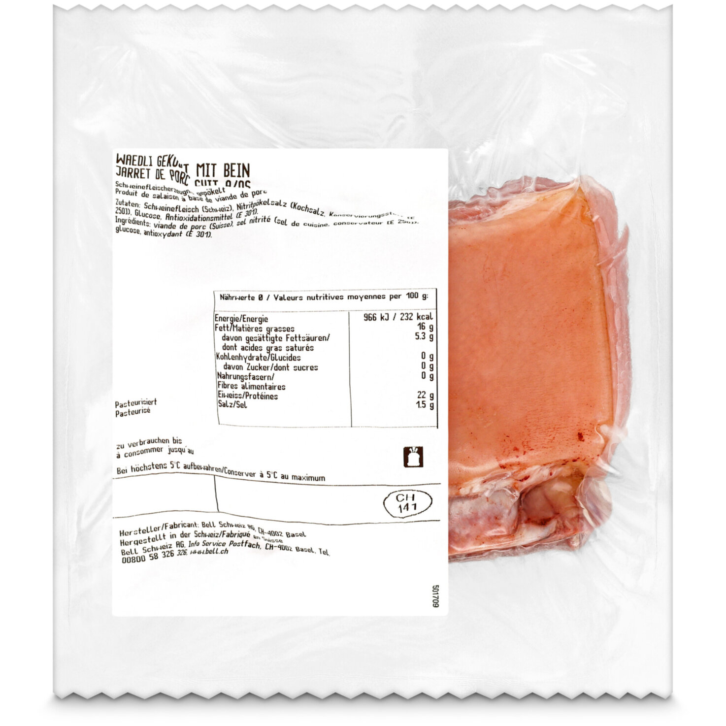 Schweinswädli gekocht mit Bein ca. 470g