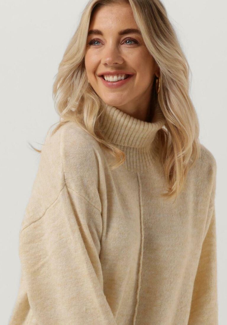 OBJECT beige object midi jurk abbie l/s knit dress