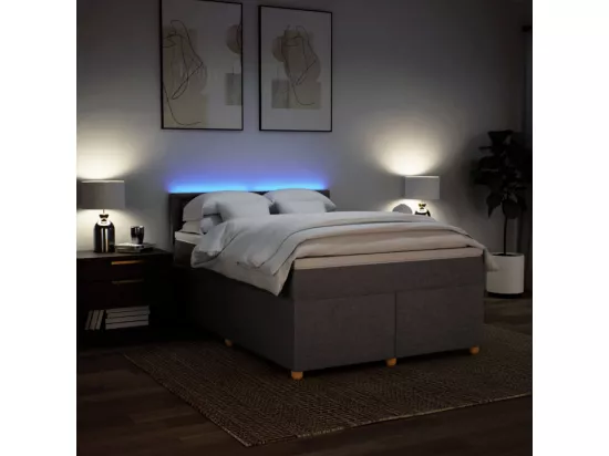 Sommier à lattes de lit avec matelas Taupe 140x190 cm Tissu