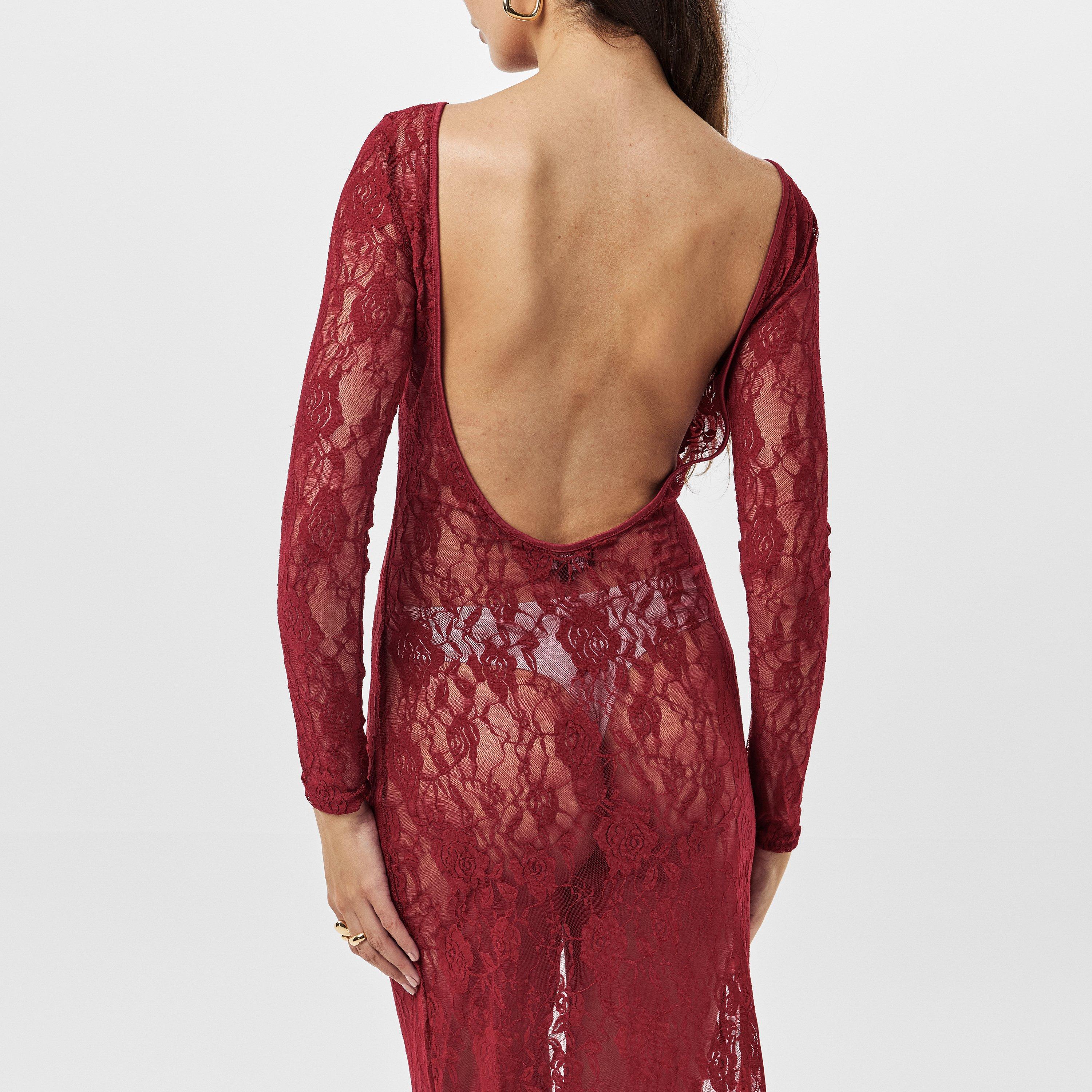 Missy Empire ME Lace Open Back Maxi Dress Womens