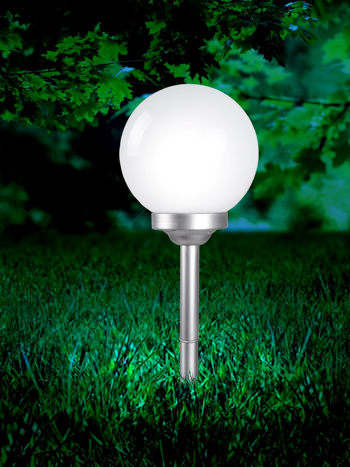 LED-Solarleuchte - silber metallic - weiß - 68 cm hoch