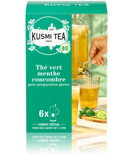 Thé vert menthe concombre-Thé vert bio, menthe bio, concombre Boîte de 6 grands sachets
