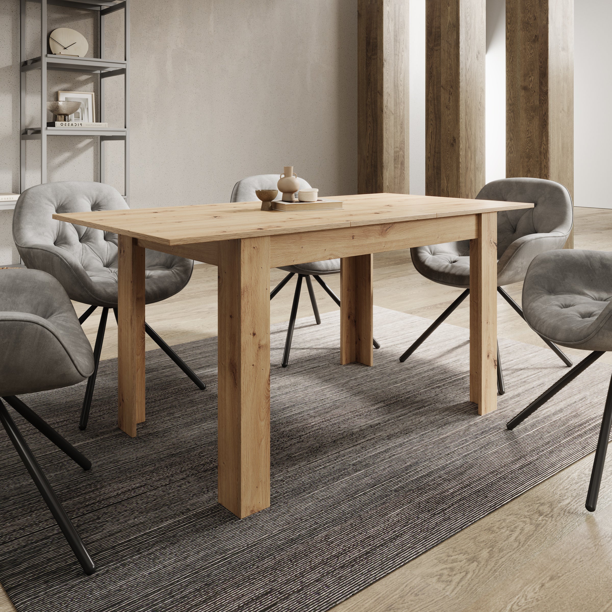 Haverford - Eetkamertafel - Uitschuifbaar - Eikenpatroon - 120x80x76cm