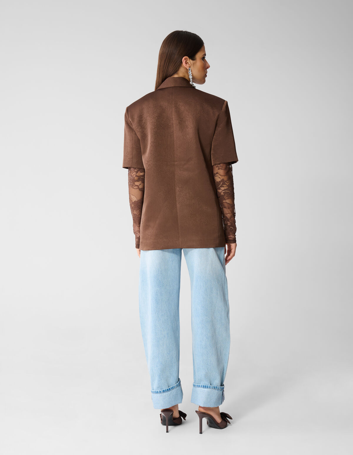 Short Sleeve Blazer Donkerbruin