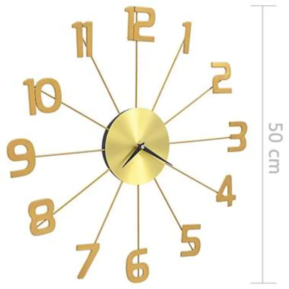 vidaXL - Wandklok - Goud - Metaal - 50 cm