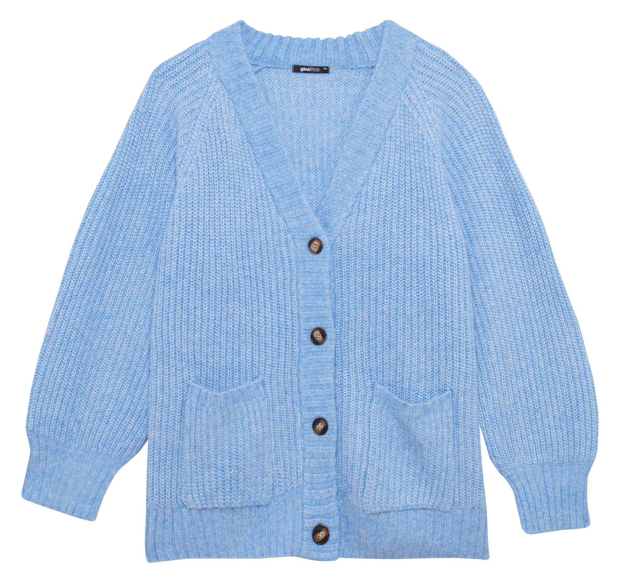 Cardigan oversize col V boutonné | Bleu