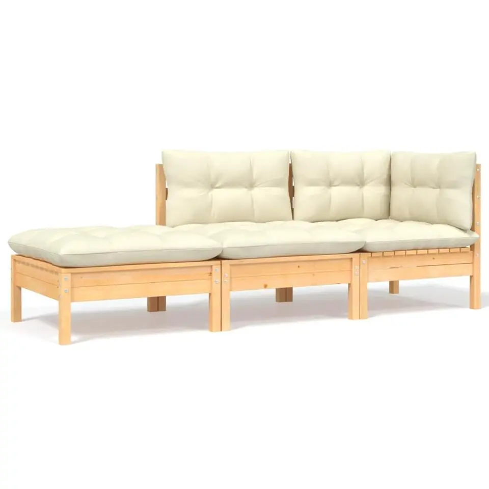 vidaXL - Loungeset - Crème - Grenenhout