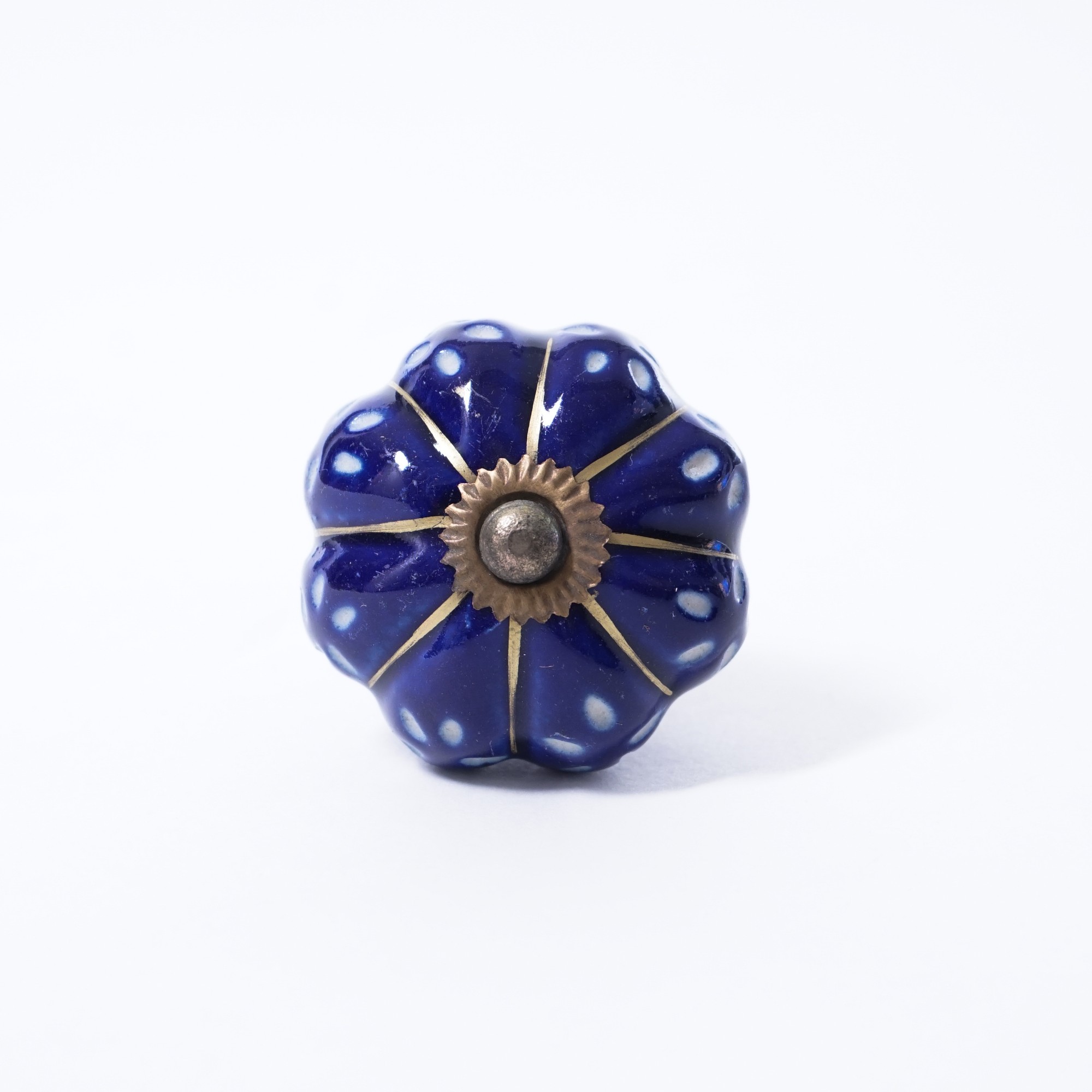 Keramik Möbelknopf 'Blume', handglasiert, dunkelblau, Ø 4 cm günstig bestellen