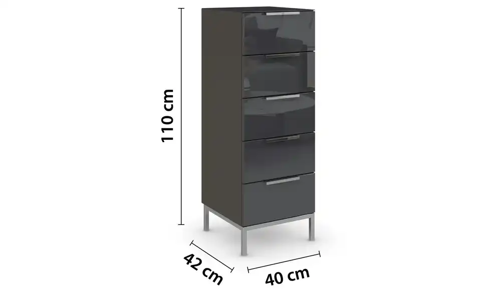 Kommode 40 cm verchromt Basaltgrau
