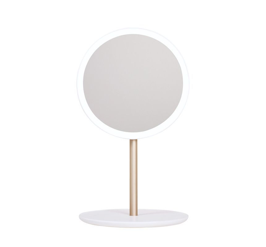HOMTEC - Opvouwbare bureauspiegel met oplaadbare LED-ringlamp