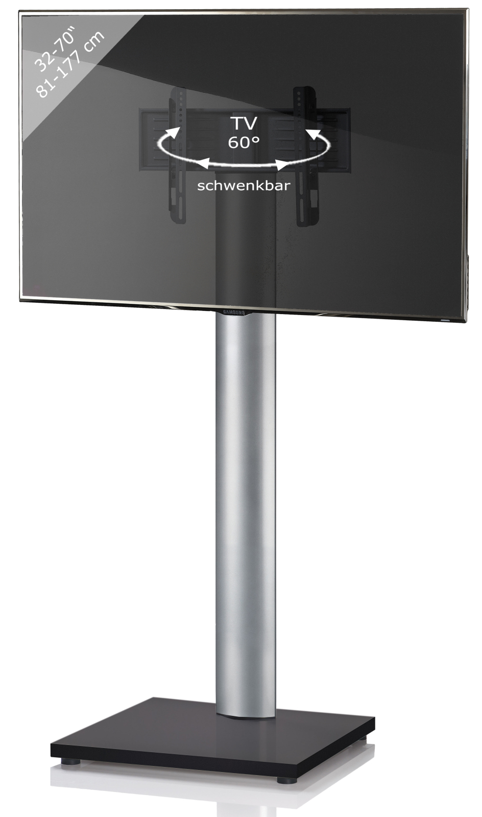 TV-Standfuß ONU MAXI - silber - Schwarzlack