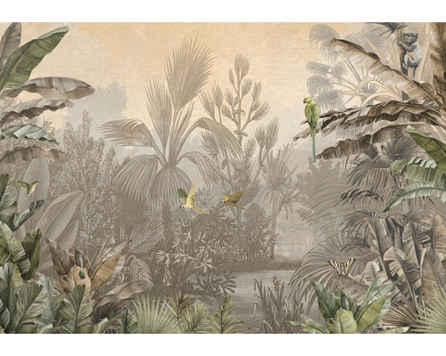 Vliesbehang DD120245 Cuba Sepia Jungle Par beige 4-delige set 400 x 280 cm