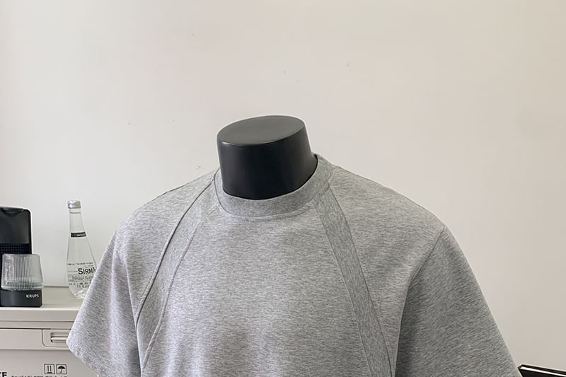 Mimiyox - Effen T-shirt met korte mouwen en ronde hals