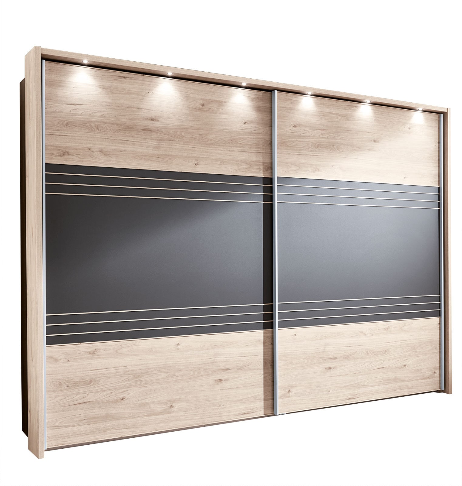 Schwebetürenschrank Köln Steineiche Nachbildung ca. 300 x 217 x 67 cm