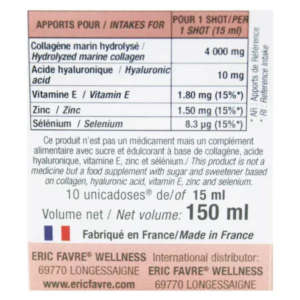 Eric Favre Beauté Pure Collagen+ Pêssego e Limão - Pacote com 3 sachês de dose única (10 sachês cada)