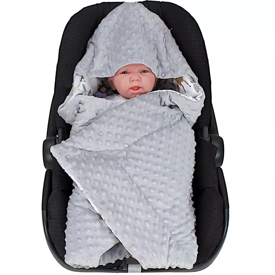 TupTam Baby Winter Einschlagdecke für Babyschale Wattiert weißgrau
