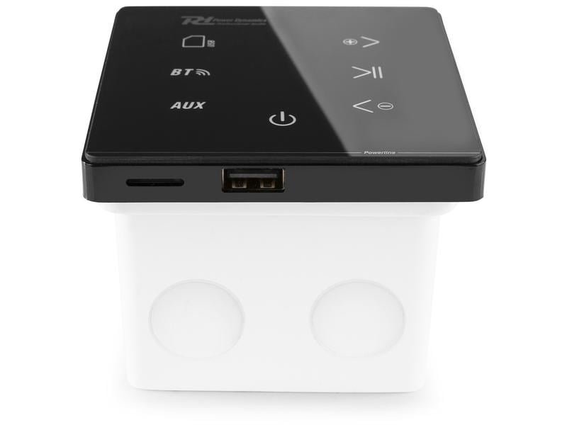 Power Dynamics Verstärker Pro Powerline A100B 4x 20W, Schwa Einbau-Audio System mit Bluetooth und MP3-Player (USB und SD-Karte), für 4 Lautsprecher