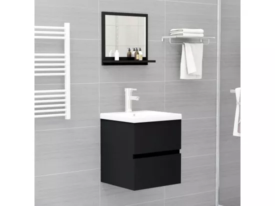 Miroir de salle de bain Noir 40x10,5x37 cm Bois d’ingénierie