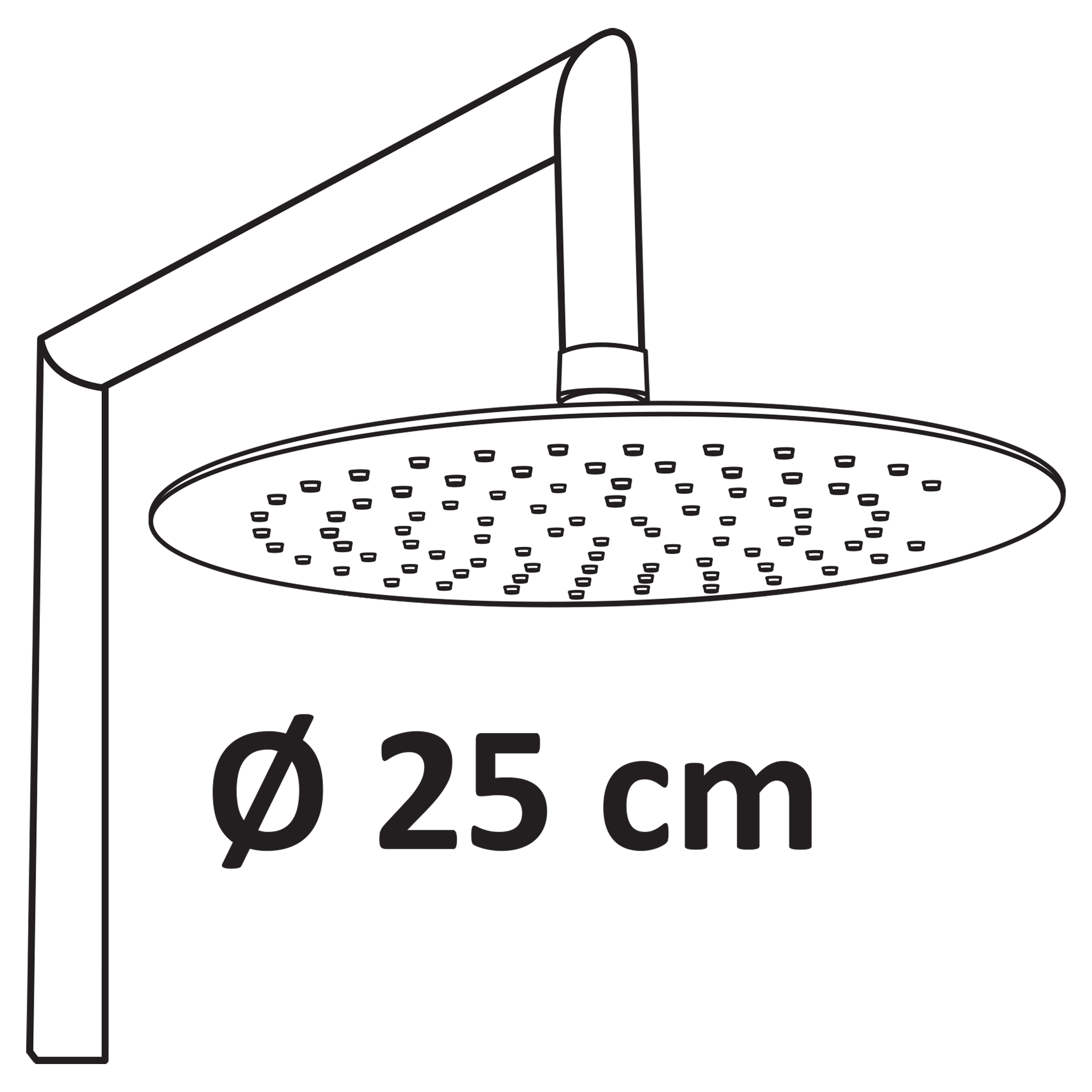 Differnz Thermoline opbouw regendouche 25cm mat zwart