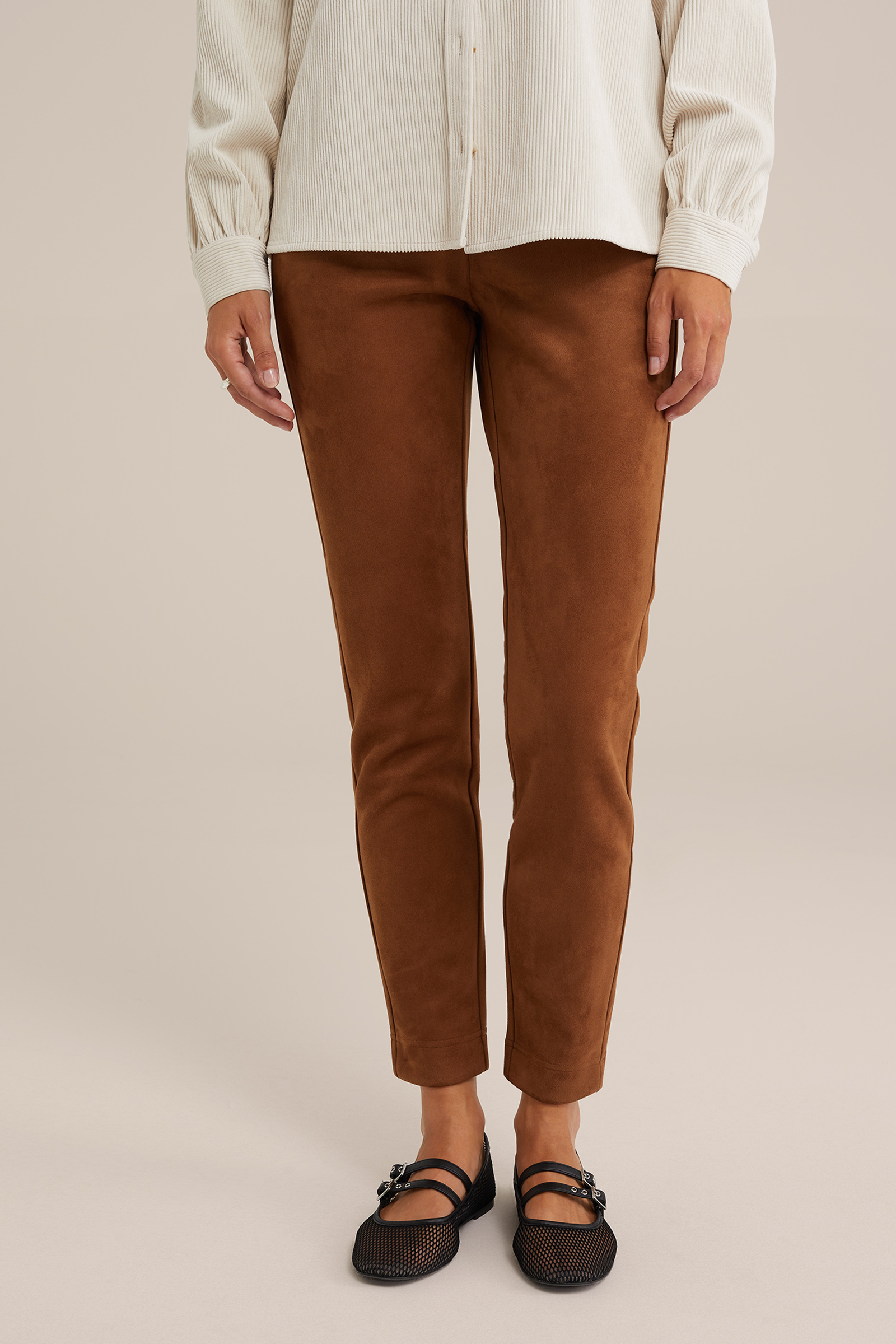 suède broek WE Fashion Lichtbruin