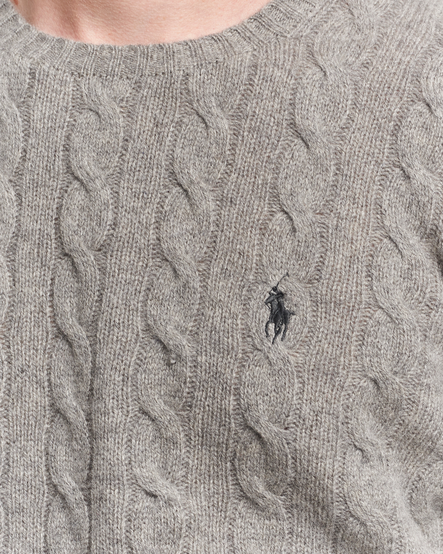 Polo Ralph Lauren Wool/Cashmere Cable Crew Neck Fawn Grey Heather