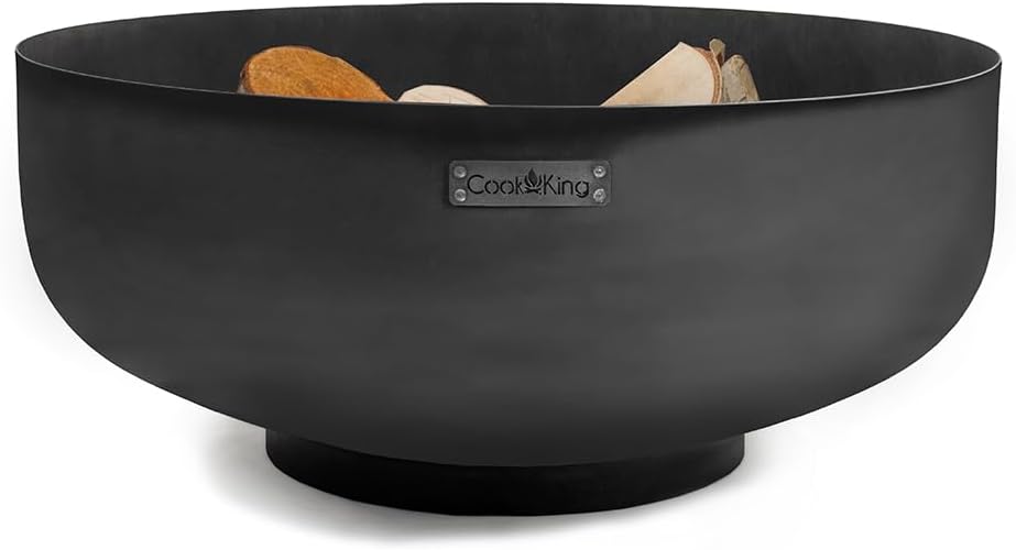 CookKing Feuerschale Palermo XXL aus Stahl | Ø 80x35 cm, Schwarz | Zeitloses Design | Handgefertigt in Europa | Windgeschützt
