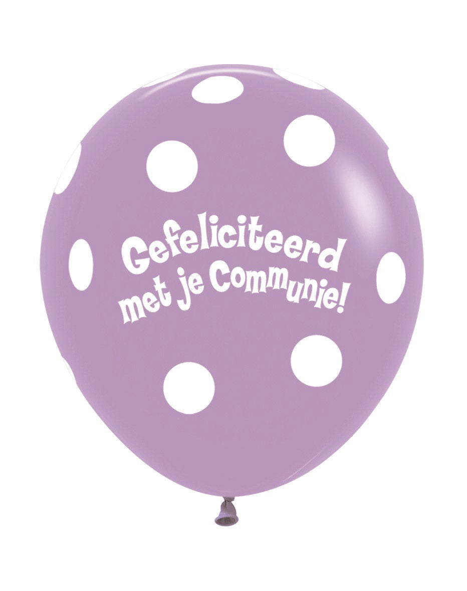 Ballonnen Communie Polka Dots Lilac 45cm 25st