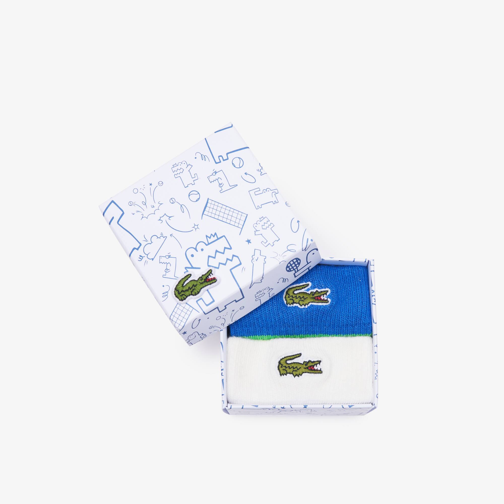 Lot de 2 paires de chaussettes fantaisie en coton Chaussettes - Blanc - Lacoste - Enfant
