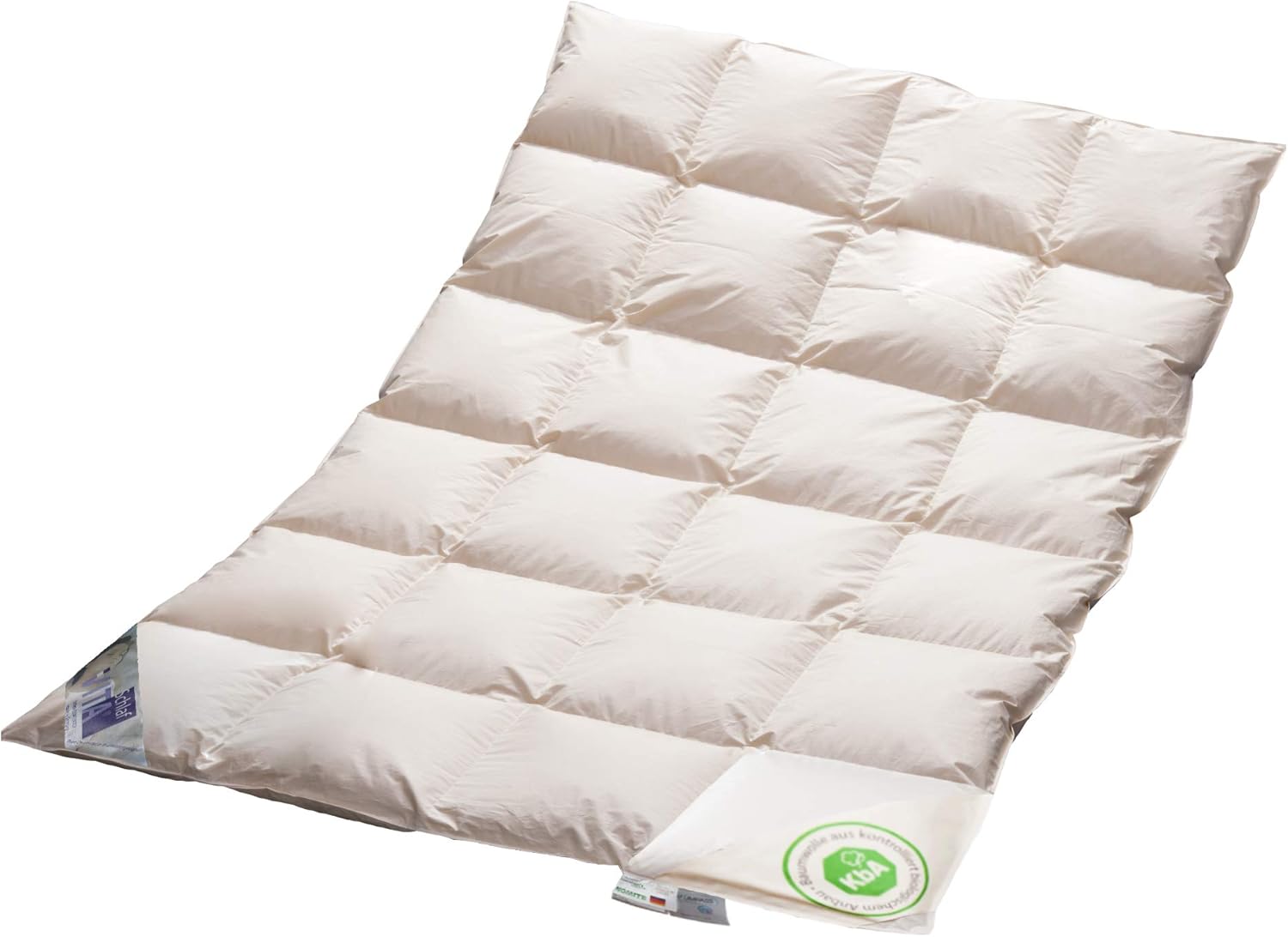 Bio-Luxe-KBA TESTSIEGER W4 MEDIUM GANZJAHRESDECKE Organic 100% GÄNSE Daunendecke Deutsche Qualität Downpass (135 x 200 cm)
