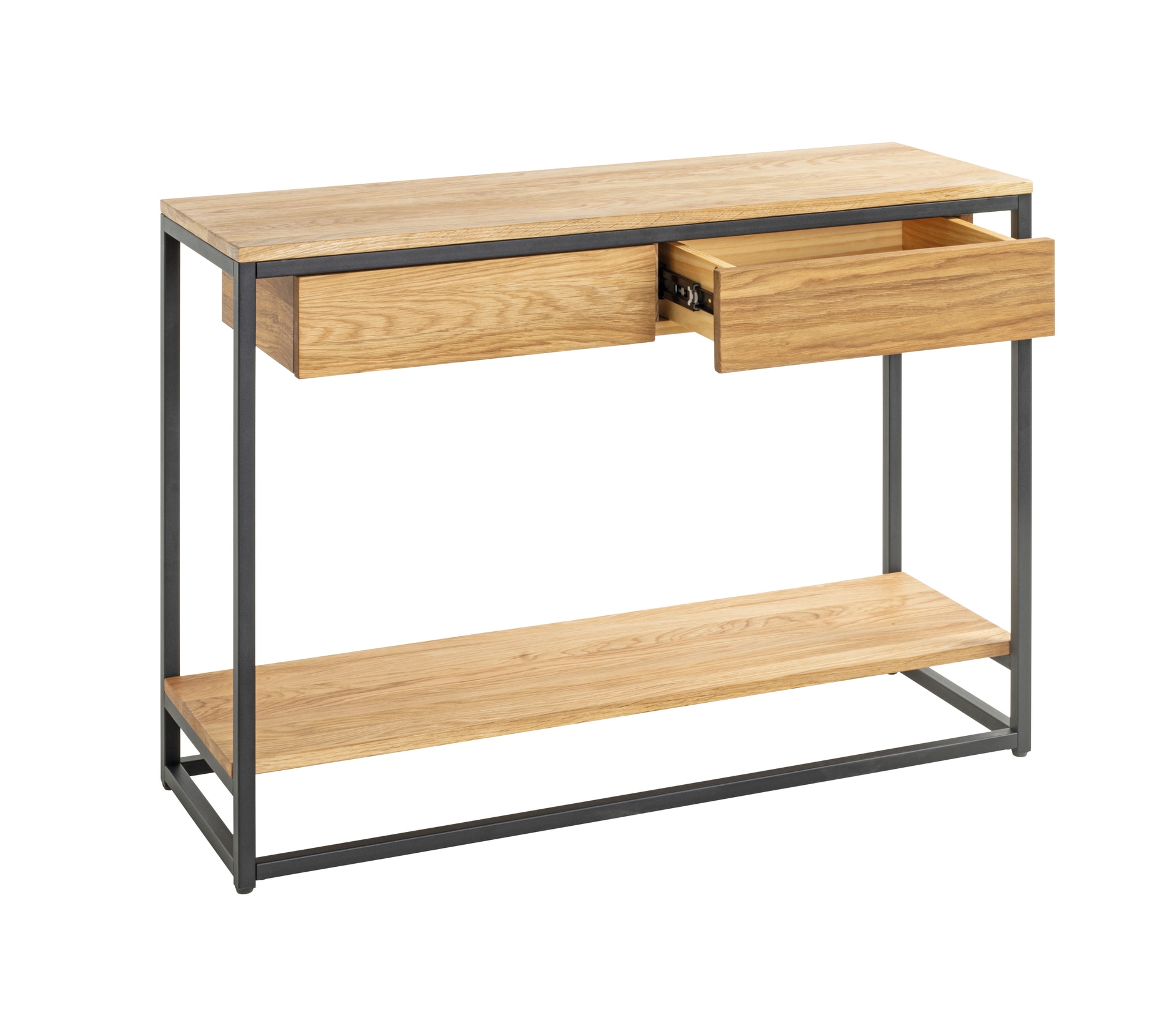 Konsole 100cm Eiche massiv/schwarz
