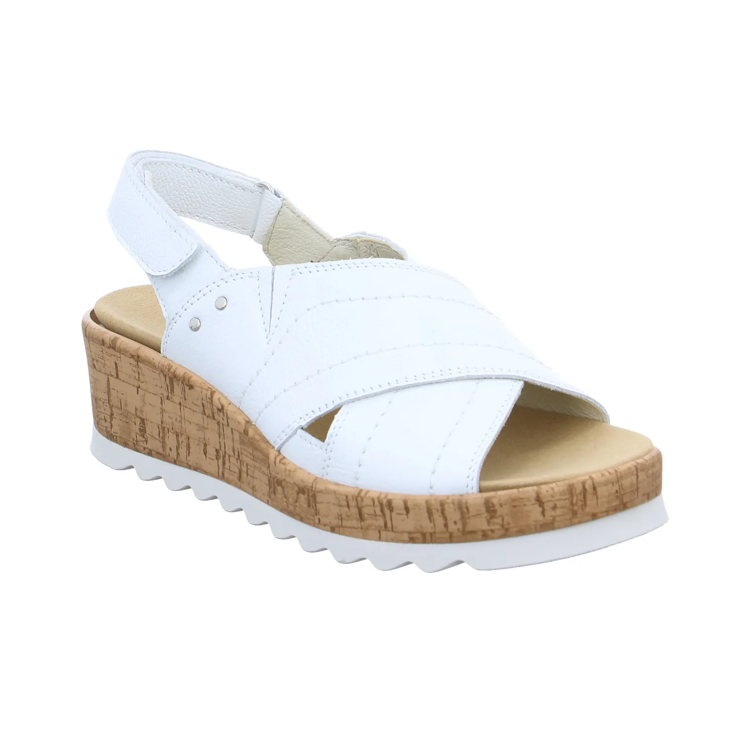 WALDLÄUFER Comfort-Sandalette Weiss Leder  mit Wechselfussbett