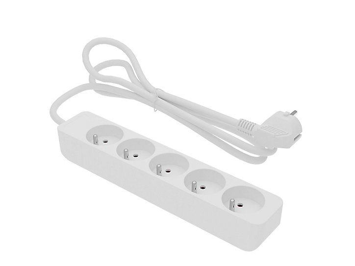 Multiprise 5 prises blanc 1 m