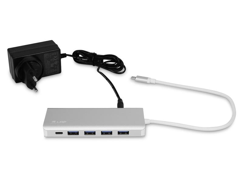 LMP USB-Hub USB Type-C – USB-A 3.0, USB -C Grau USB-Hub mit 3x USB-C und 4x USB-A Eingängen