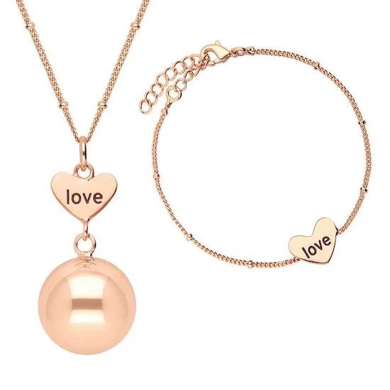 Coffret Bola sur chaine + Bracelet   Or Rose        de               Babylonia