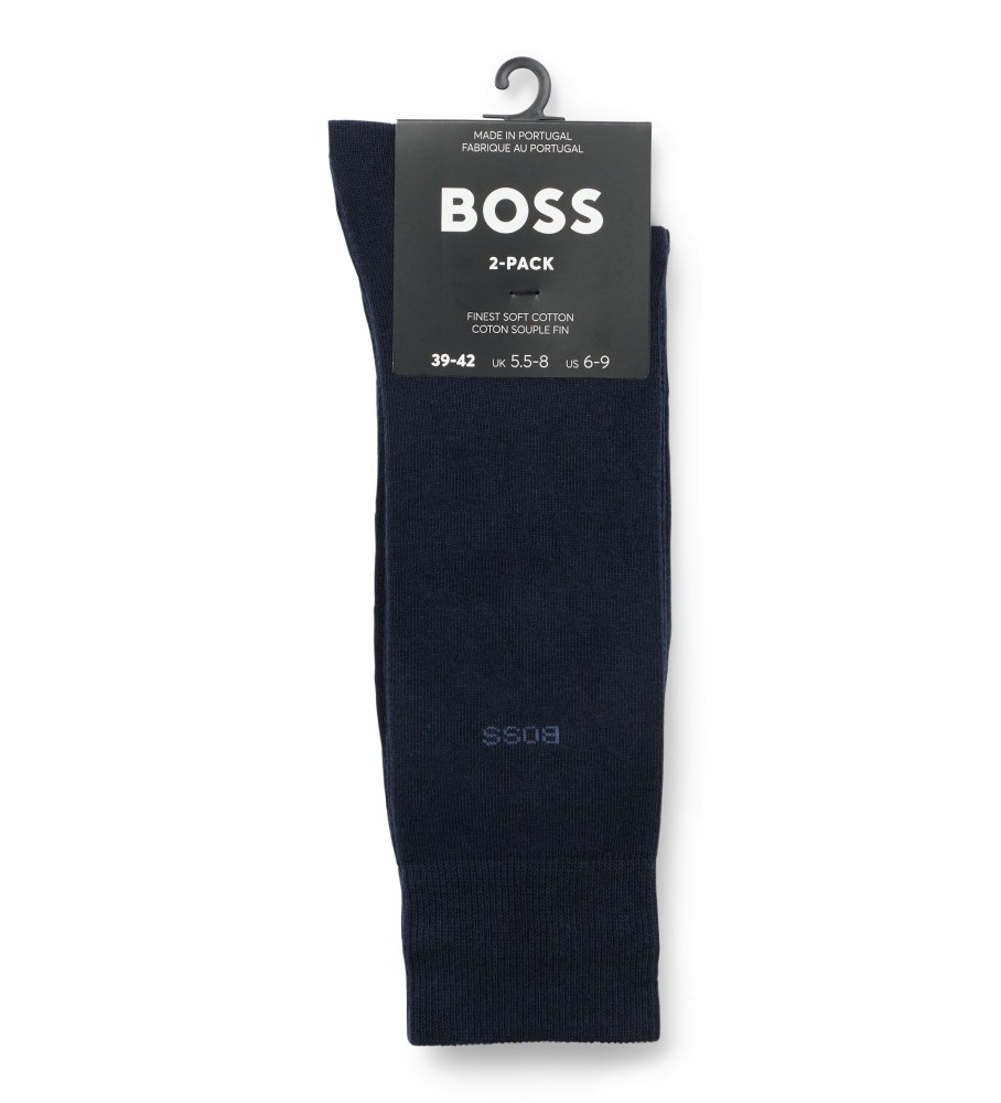 Pacote com 2 pares de meias BOSS na cor azul marinho