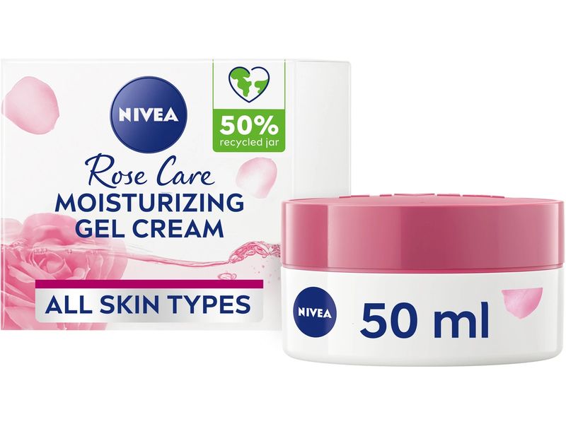 NIVEA Tagescrème Rosenwasser 50 ml Gel-Creme für eine zarte Haut und einen strahlenden Teint