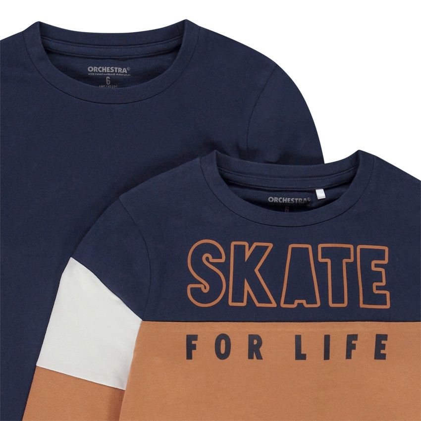 Lot de 2 t-shirts manches longues fantaisie pour garçon - Bleu marine