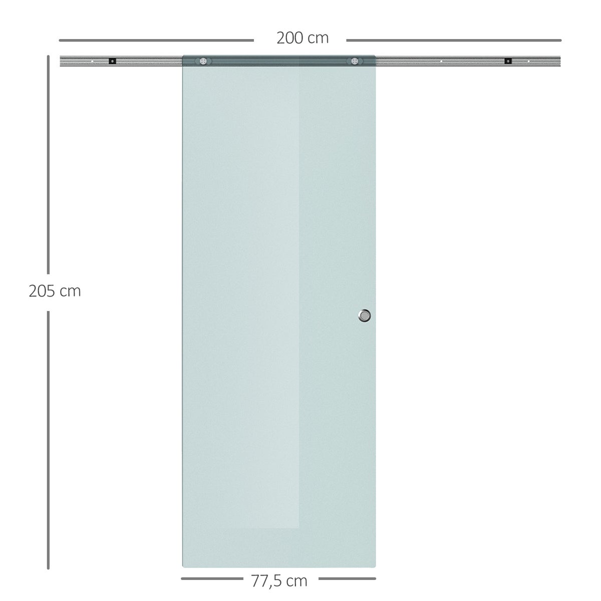 HOMCOM Glazen schuifdeur, schuifdeur, glazen deur, binnendeur, matglas, 775 / 900 / 1025 x 2050 mm