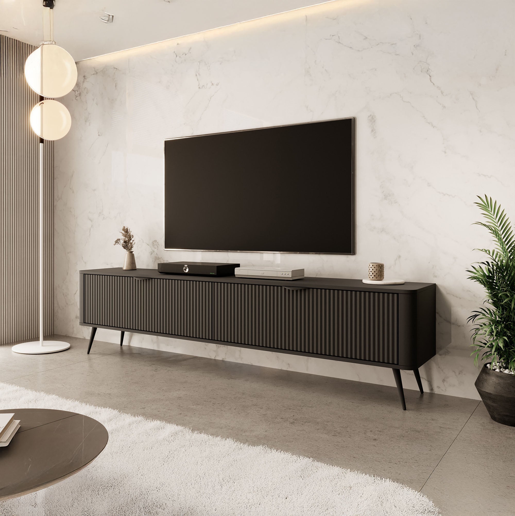 Meubella - TV-Meubel Lima - Zwart - 200 cm