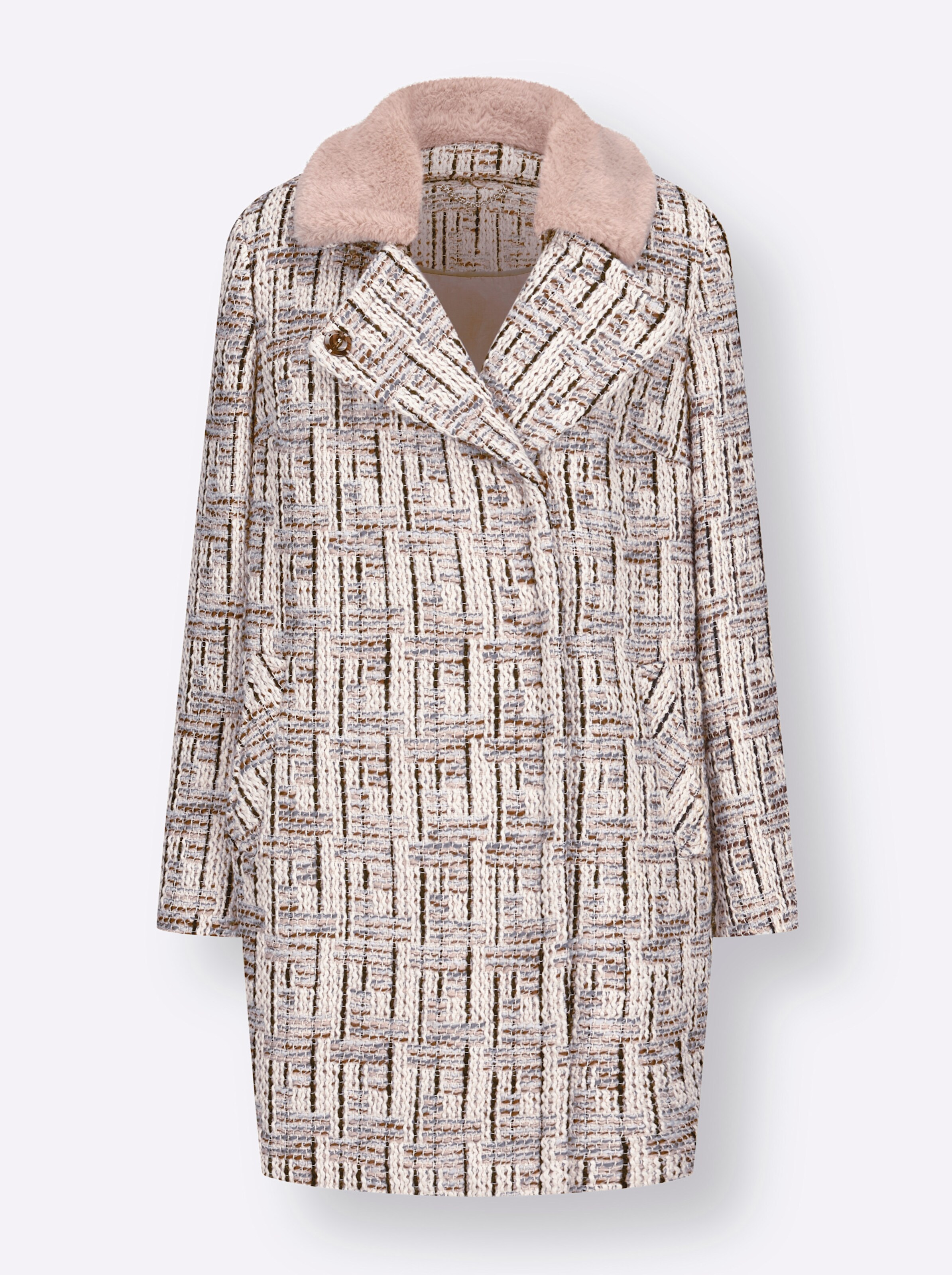 Woll-Mix-Jacke in sesam-grau-gemustert