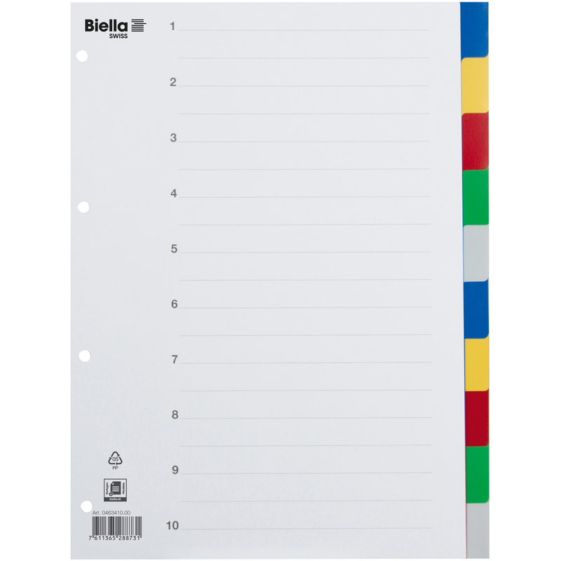Biella Register, bunt, A4, 10-teilig